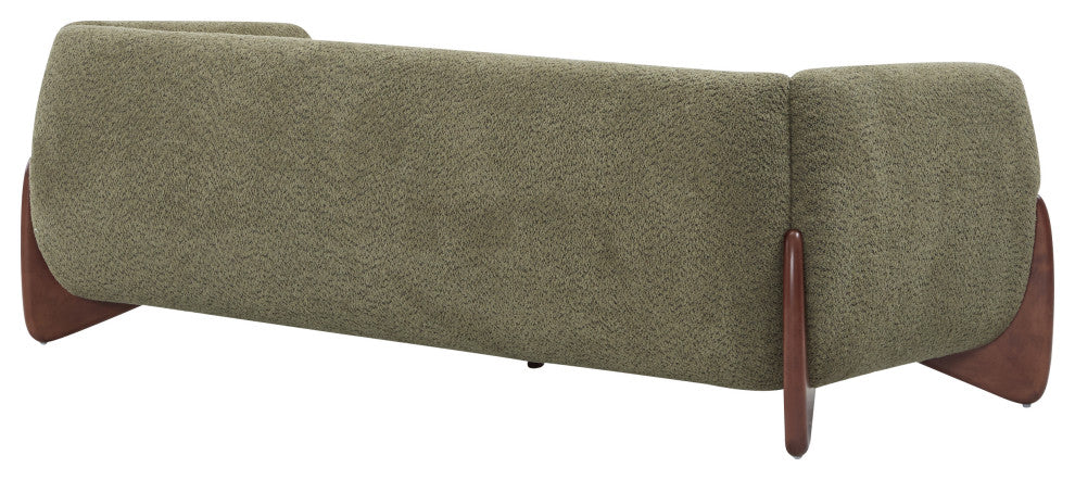 CKH 82" Boucle Sherpa Upholstered Sofa, Olive Green