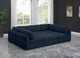 Beckham Linen Textured Fabric 6-Piece Modular U-Shaped Sectional, Navy