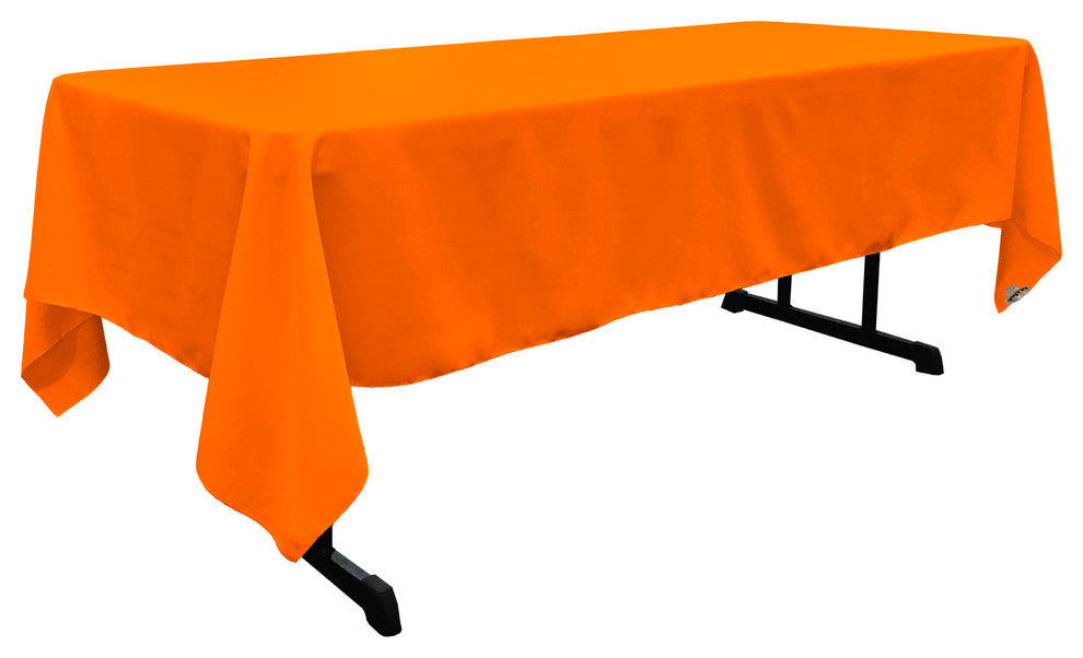 LA Linen Rectangular  Polyester Poplin Tablecloth, Orange, 60"x126"