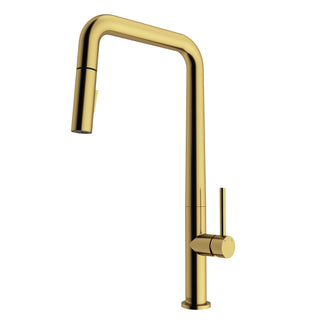 VIGO Parsons 18" H Single Handle Pull-Down Sprayer Kitchen Faucet, Matte Brushed Gold, Without Extras