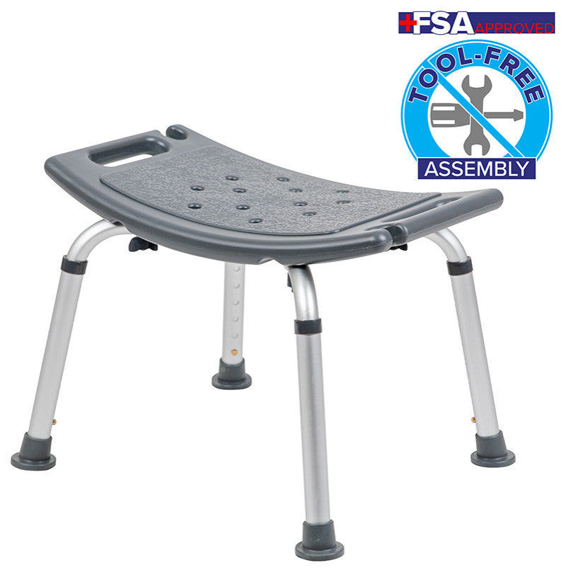 HERCULES Series 300LB Capacity Adjustable Shower Chair, Non-slip Feet, Gray