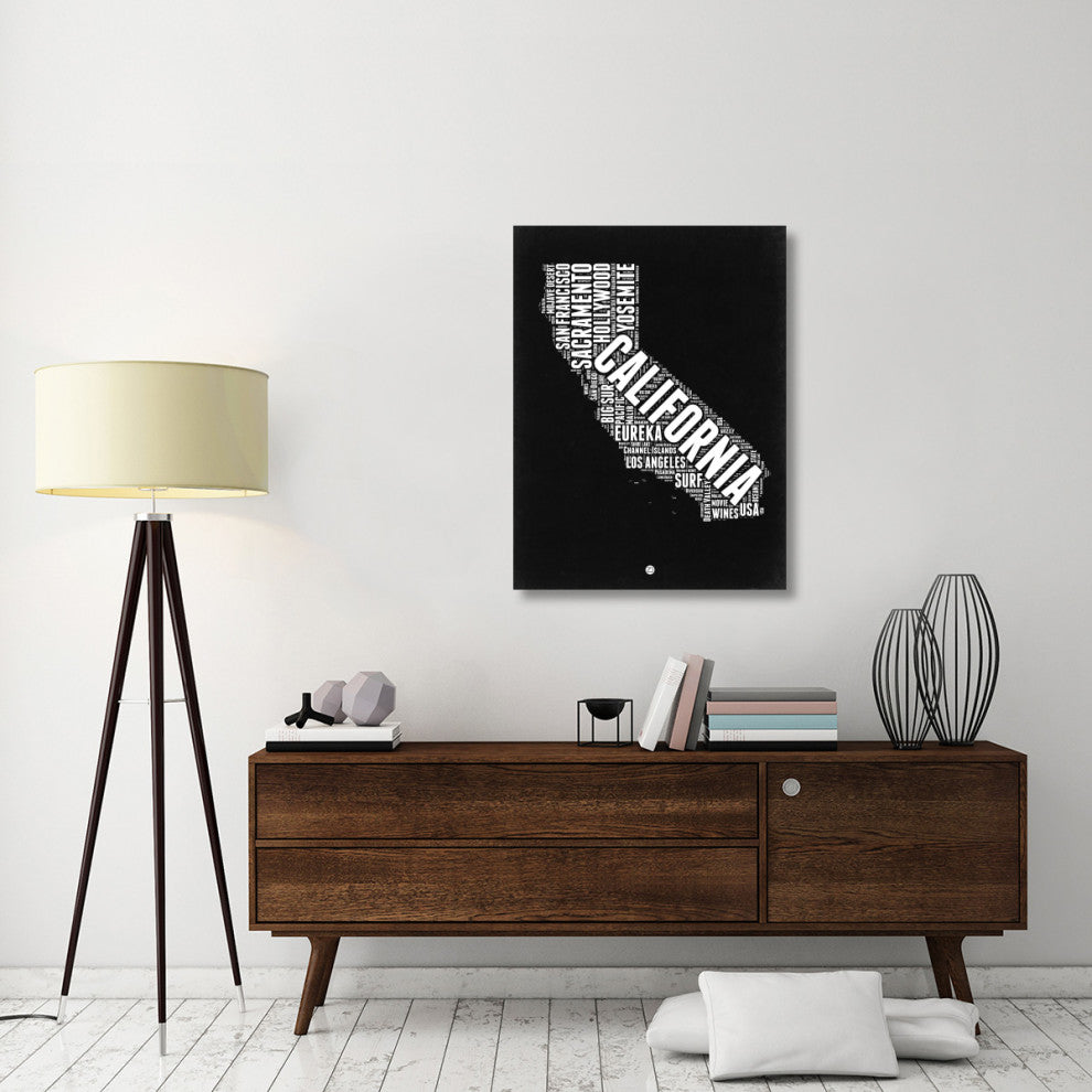 "California Black and White Map" Fine Art Print