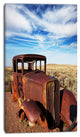 Vintage Car under Bright Blue Sky, Abstract Canvas Artwork, 16"x32"