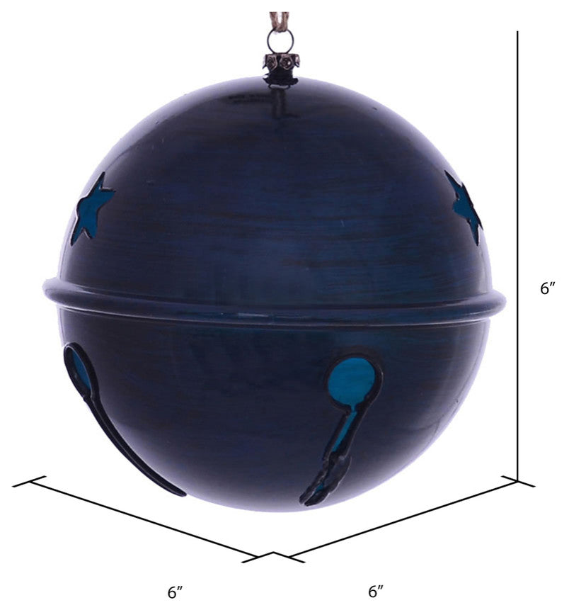 Vickerman Mc198331 6" Midnight Blue Wood Bell Christmas Ornament, Pack of 2