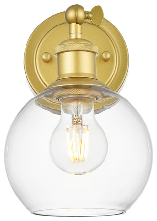 1 Light Brass And Clear Bath Sconce