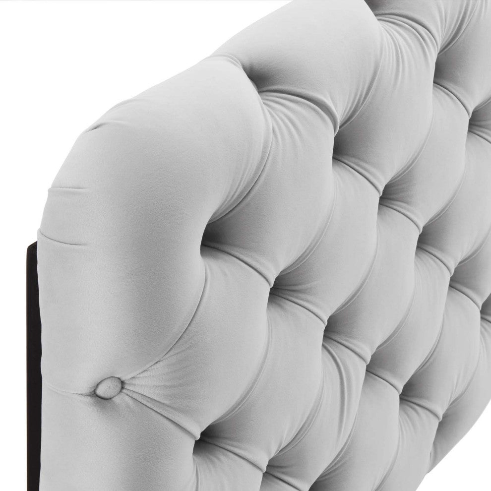 Lizzy Tufted Twin Performance Velvet Headboard-Light Gray