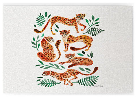 Cat Coquillette Cheetah Collection, Orange Welcome Mat