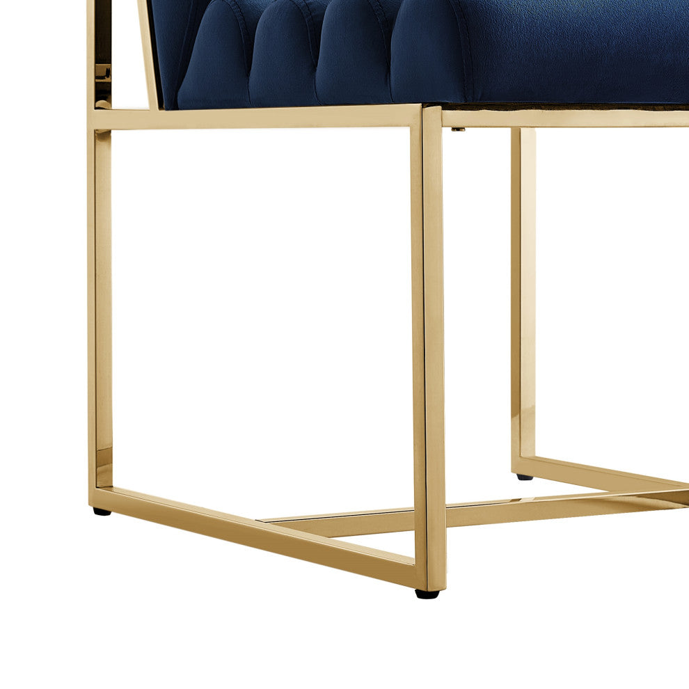 Inspired Home Maddyn Dining Chair, Velvet Navy/Gold