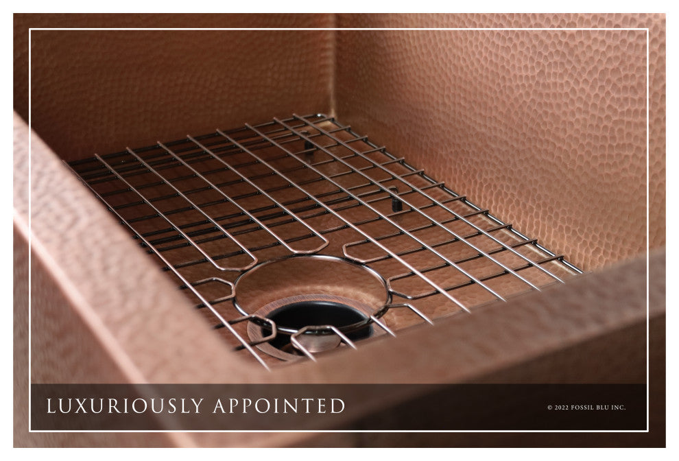 Luxury 30-Inch Heavy 12-GAUGE Med. Patina Copper Farmhouse Sink, Flat Front