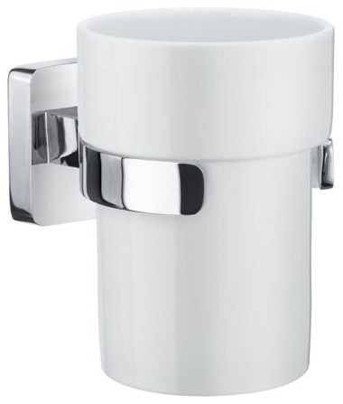 Ice Holder With Porceain Tumbler, Polished Chrome