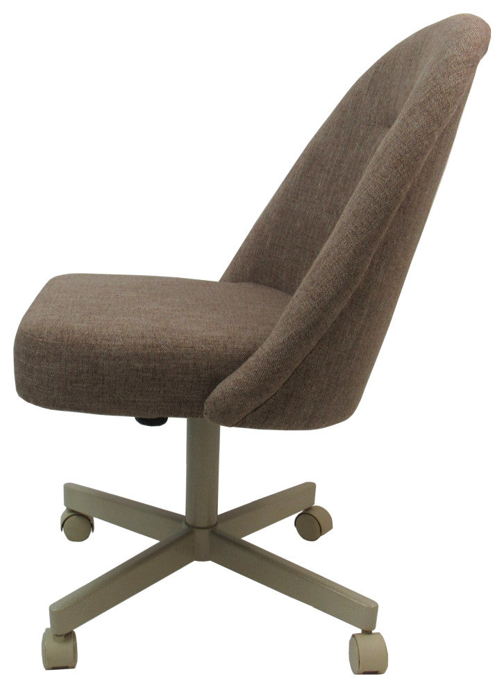 M-235 Dinette Swivel Metal Caster Chairs - Clear Glass, Basin Beige - Beige, Cle
