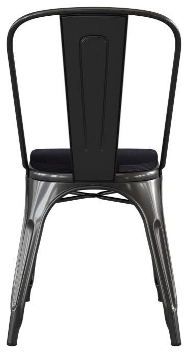 Perry Commercial Grade Metal Indoor-Outdoor Stackable Chair w/All-Weather Seat,