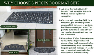 Rubber Grill Matching Doormat Set, Patio/Garage, Heavy Duty, 3-Piece Set