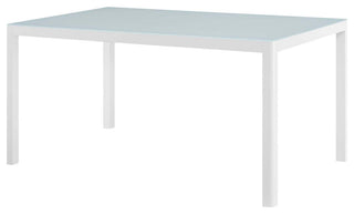 Lounge Dining Table, Rectangular, Aluminum, Metal, White, Modern, Outdoor Patio