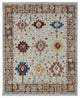 Parchment White, Peshawar With Mahal Design, Hand Knotted Wool Rug, 7'9"x9'9"