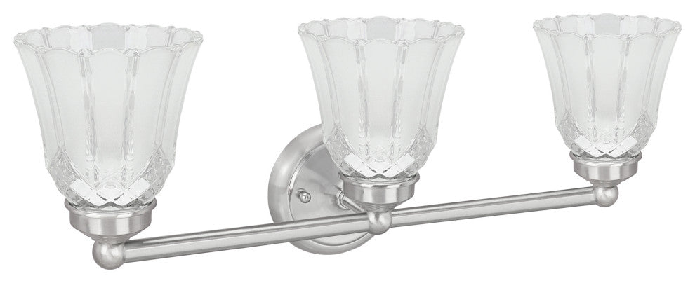 62172-1, 3-Light Bathroom Vanity Wall Light Fixture, Satin Nickel