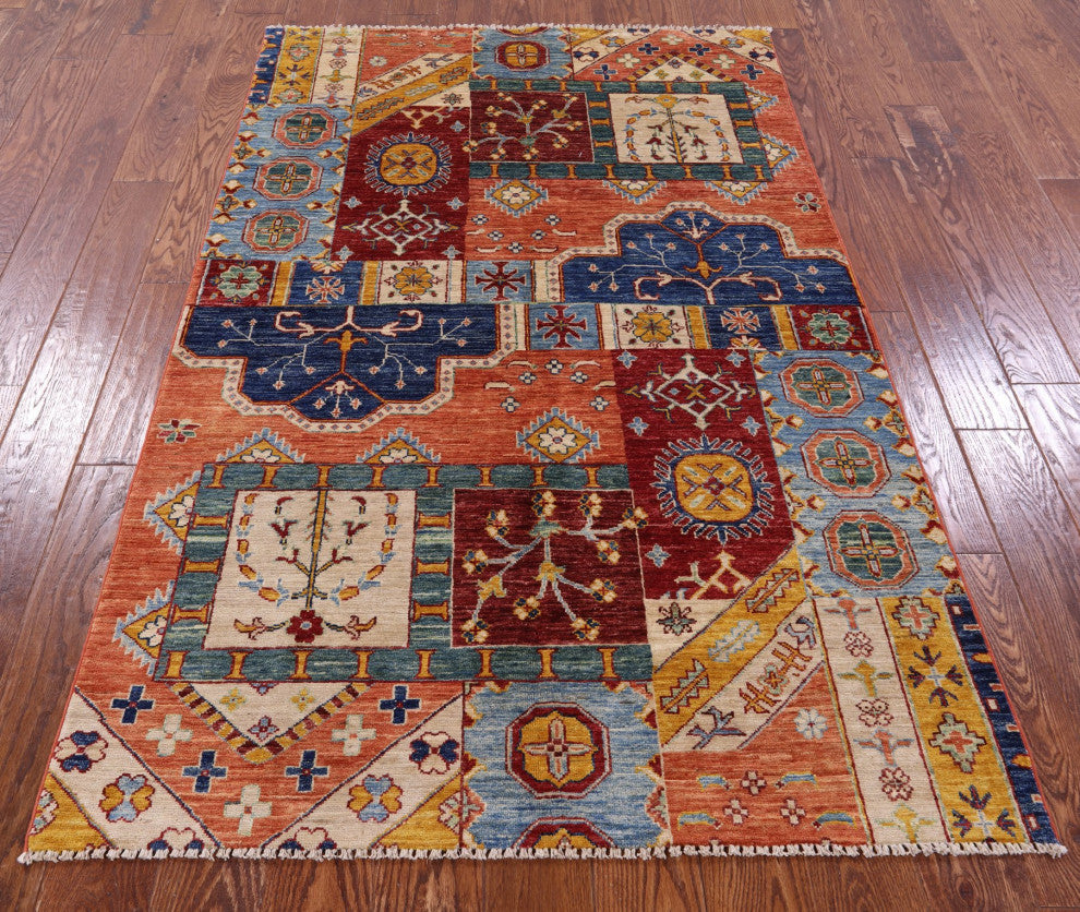 4' 0" X 6' 5" Super Kazak Handmade Wool Rug Q11098