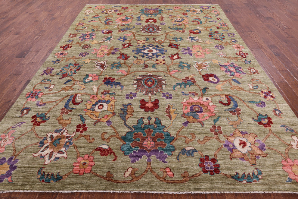 Handmade Turkish Oushak Wool Rug 8' 10" X 11' 7" - Q12668