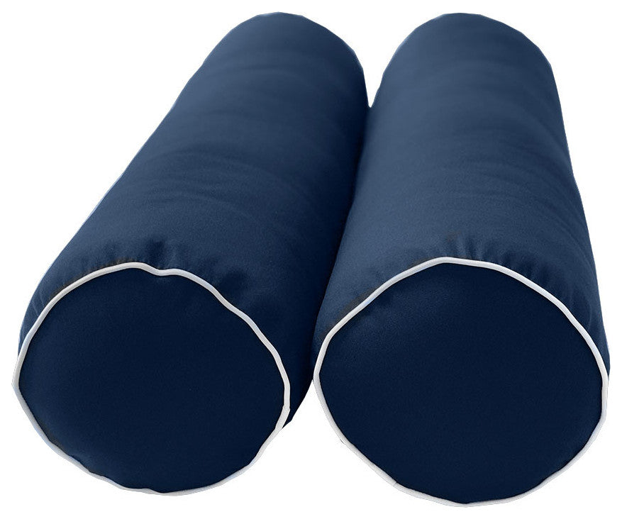 Style 6 Twin-XL Contrast Pipe Trim Bolster Pillow Outdoor Slip Cover ONLY AD101