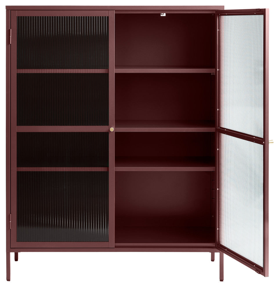 Metal & Glass 55" Display Cabinet, Red