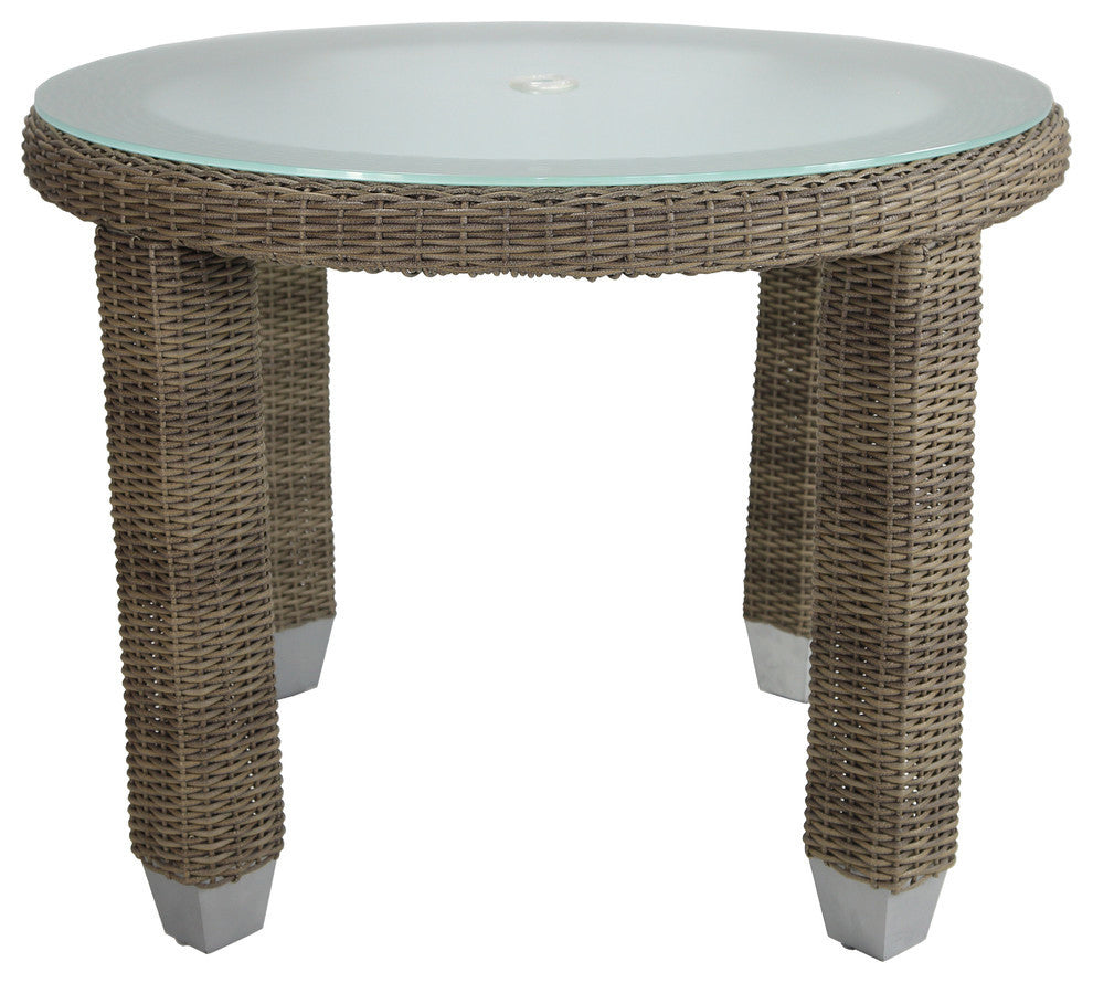 Palisades Round Outdoor Dining Table With Glass Top