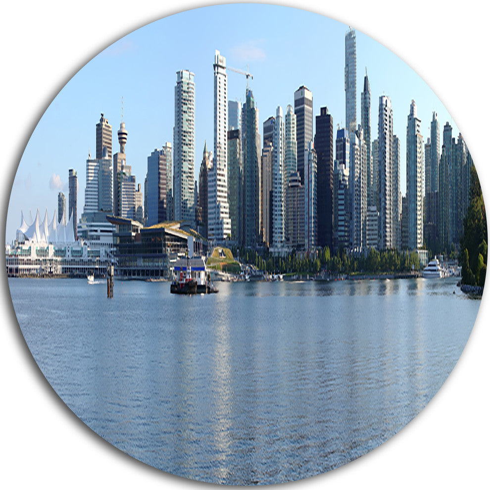 Vancouver Bc Skyline Panorama, Cityscape Photo Round Wall Art, 11"