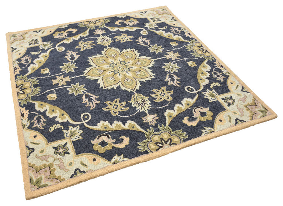 HAND TUFTED WOOL ECO-FRIENDLY AREA RUGS - Square,Charcoal,Oriental