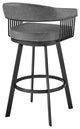 Chelsea 26" Swivel Bar Stool, Black Finish and Gray Faux Leather