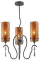 Haley 3-Light Chandelier, Seedy and Plated Amber Glass, Mosaic Glass, Moasic Amb