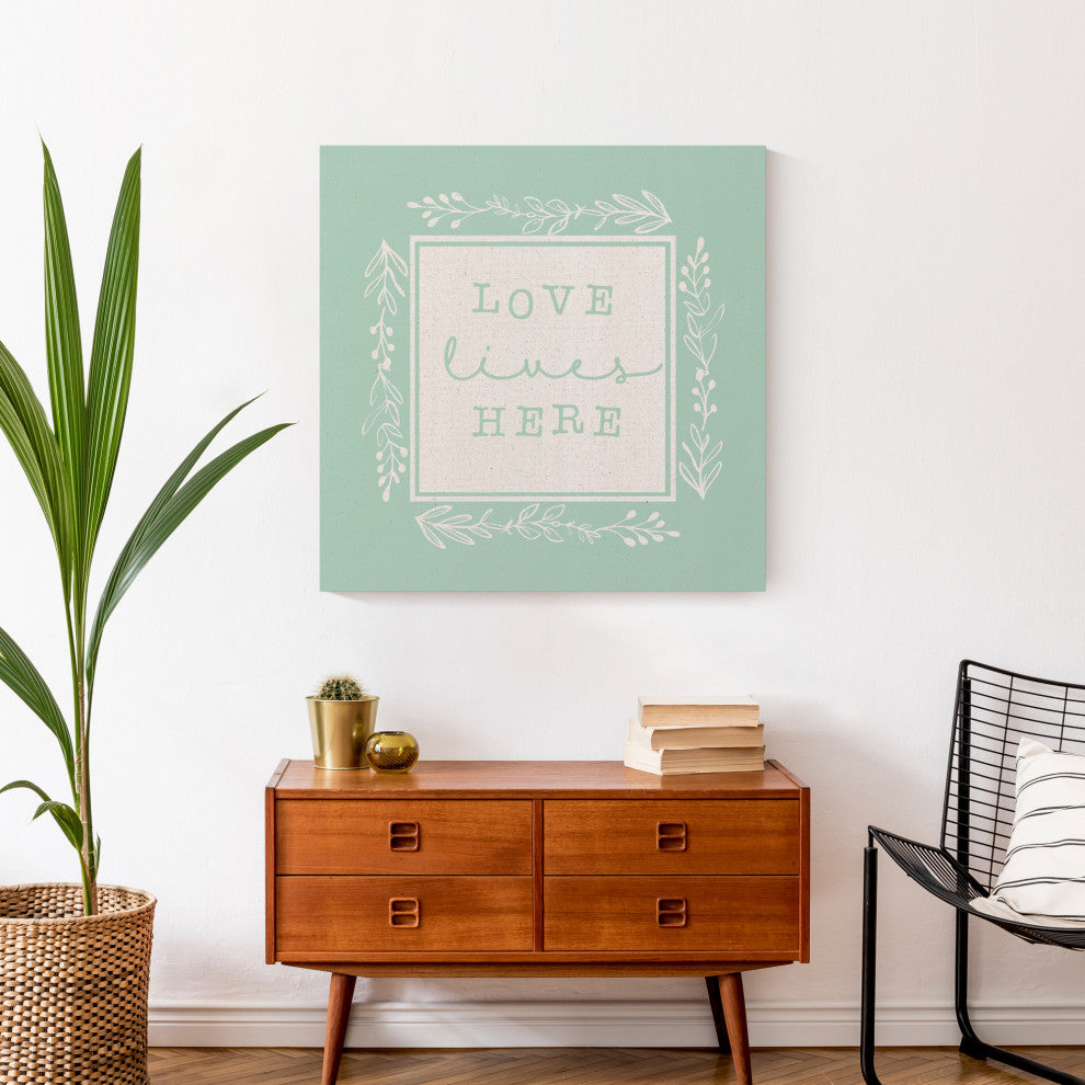 Love Lives Here On Mint 2 24x24 Canvas Wall Art