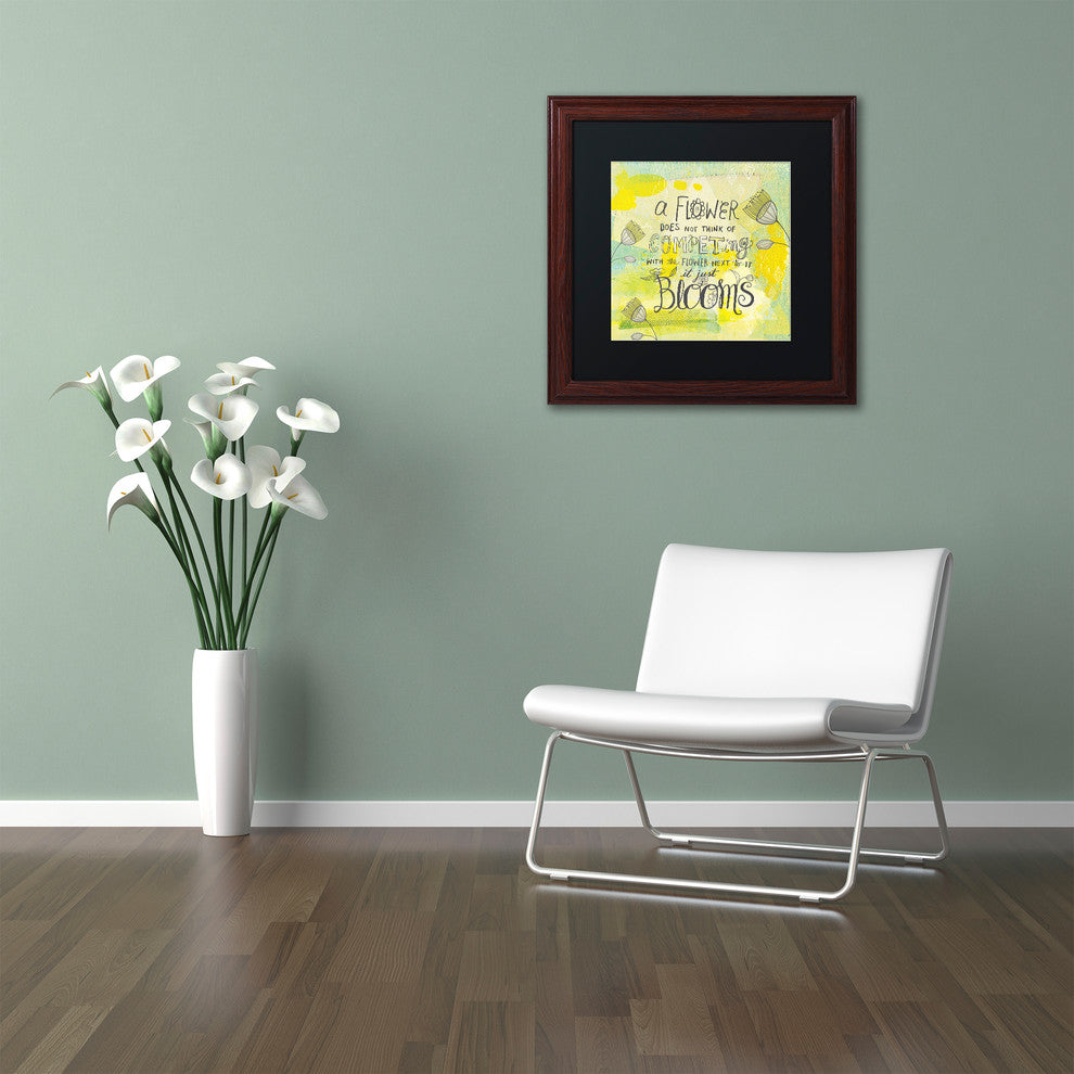 Elizabeth Caldwell 'Blooms Quote' Art, Wood Frame, Black Mat, 11x11