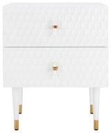 Safavieh Couture Neptune 2 Drawer Side Table, White/Gold