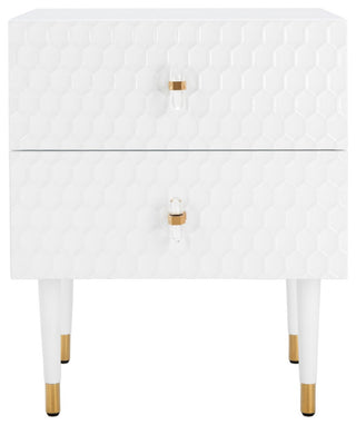 Safavieh Couture Neptune 2 Drawer Side Table, White/Gold