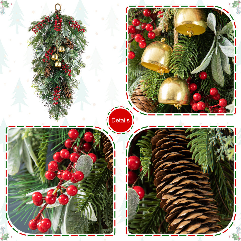 26"H Berry, Pinecone and Bell Teardrop