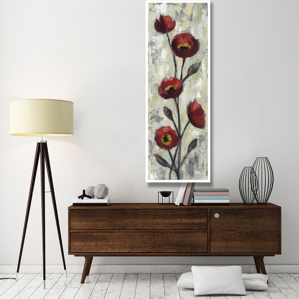 "Simple Red Floral II Crop" Digital Paper Print by Silvia Vassileva, 26"x74"