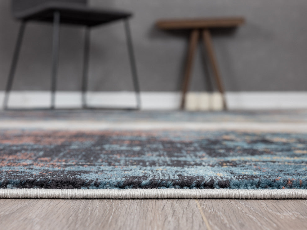Abani Azure Collection AZR140A Contemporary Skyline Teal Beige Area Rug