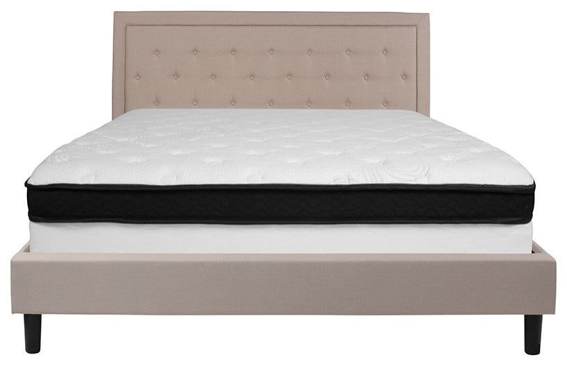 King Platform Bed Set-Beige