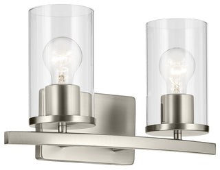 Crosby 15.25" 2-Light Vanity Light With Clear Glass, Brushed Nickel