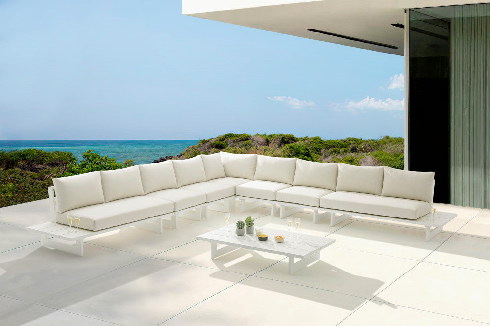 Maldives Cream Water Resistant Fabric Outdoor Patio Modular Sectional