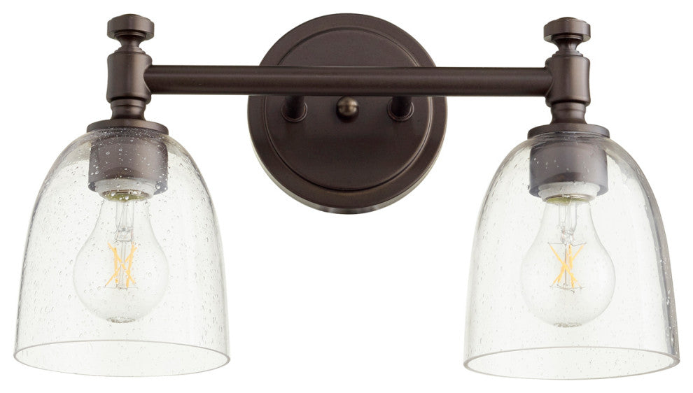Quorum 5122-2-286 Two Light Vanity, Oiled Bronze With Clear/Seeded Finish