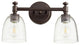 Quorum 5122-2-286 Two Light Vanity, Oiled Bronze With Clear/Seeded Finish