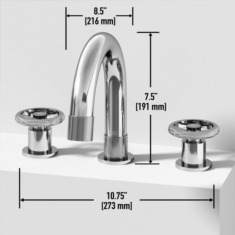VIGO Wythe 8" H 2-Handle Widespread Bathroom Faucet, Chrome