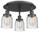 Bell-3 Light 17" Flush Mount-Matte Black, Seedy Glass Shade