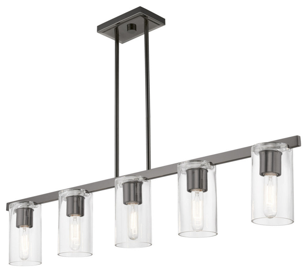 Clarion 5 Light Black Chrome Linear Chandelier