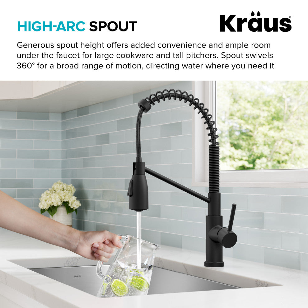KRAUS Coda Commercial Style 2-Function 1-Handle Pull Down Kitchen Faucet, MB