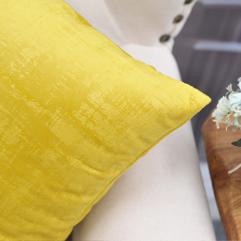Serenta Textured Velvet Pillow Shell, Set of 4, Sulphur