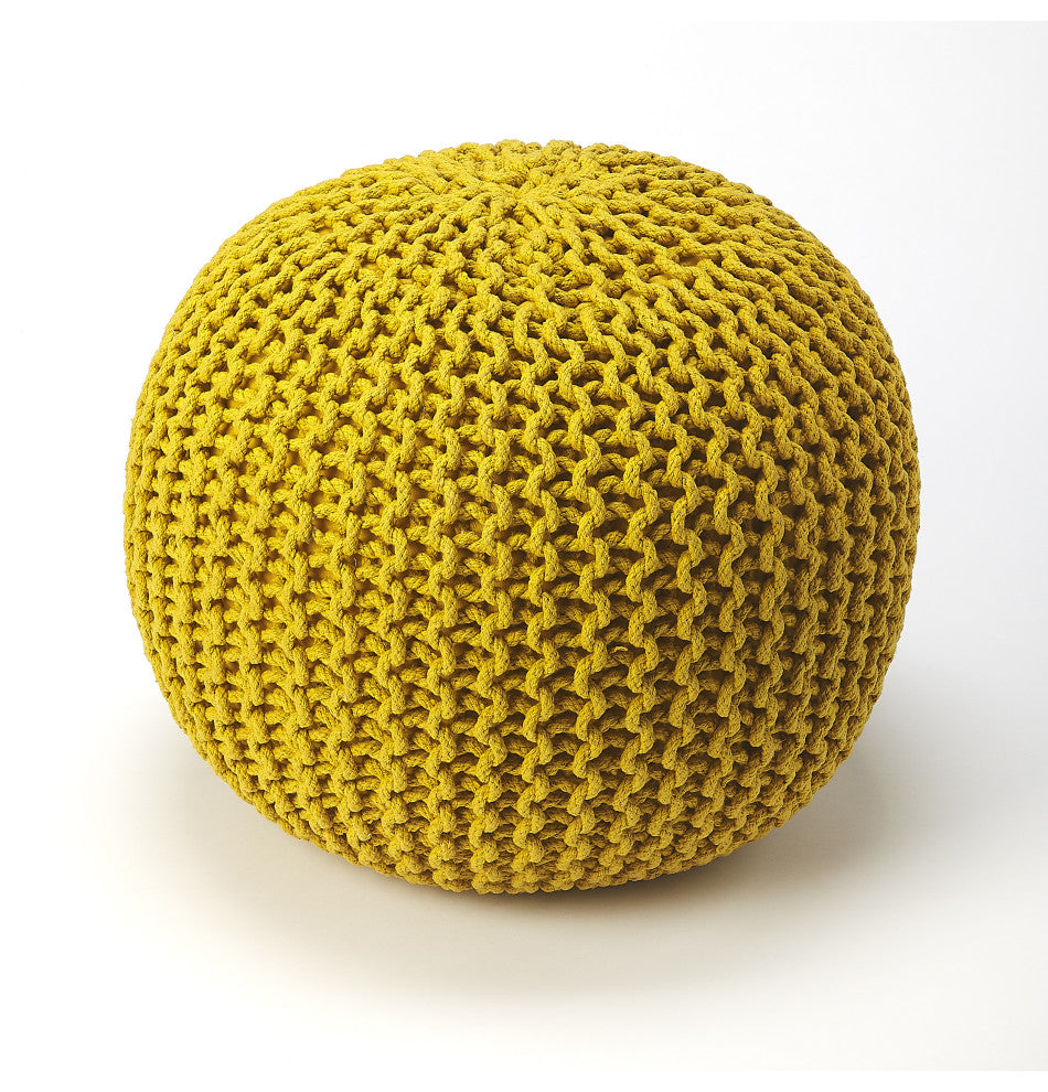 BUTLER PINCUSHION YELLOW WOVEN POUFFE