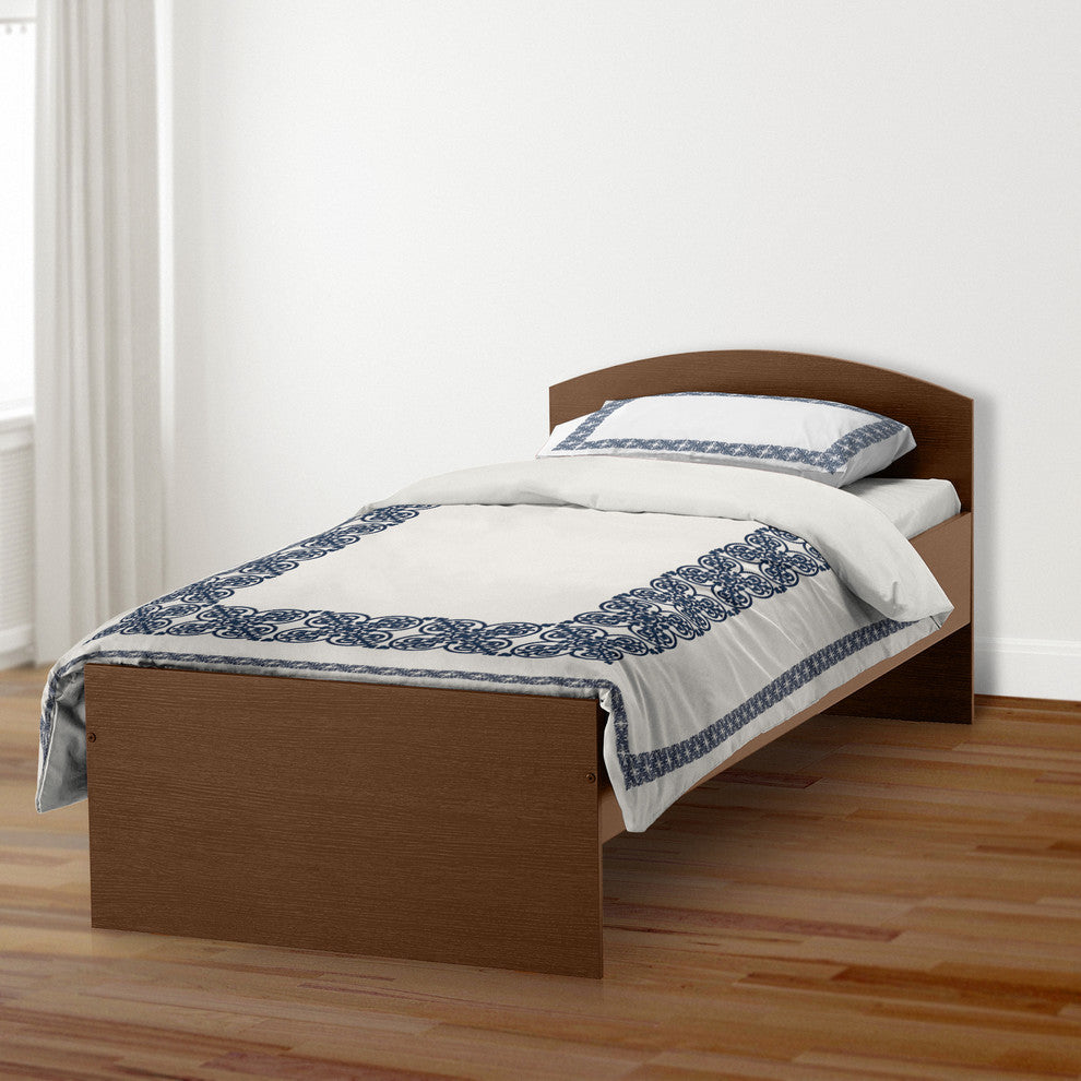 Blue Medallion Border Twin Brushed Poly Duvet Cover