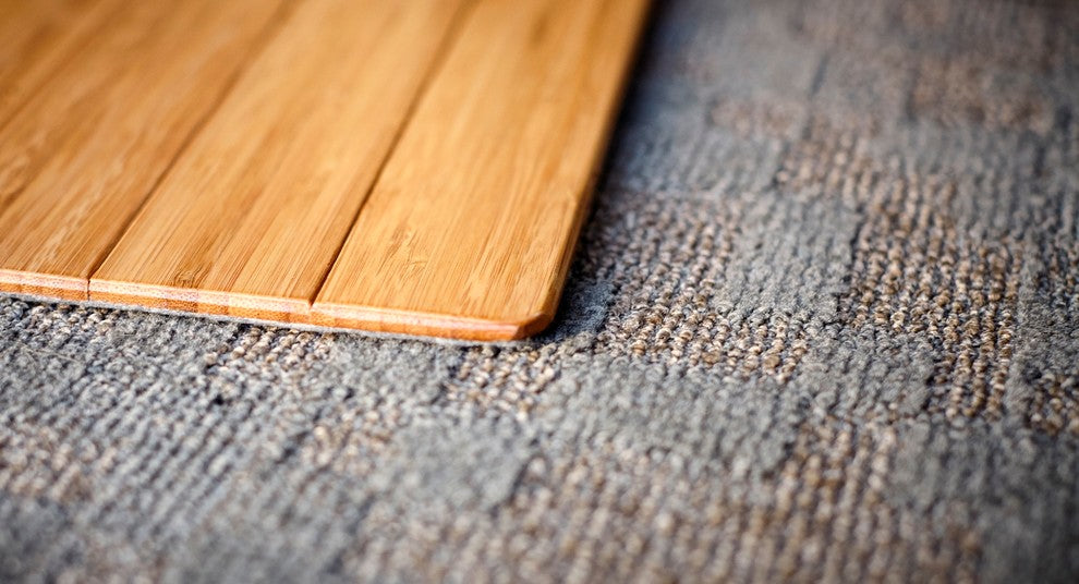 Jovert Bamboo Roll-Up Chair Mat, Natural, With Lip, 44"x52"