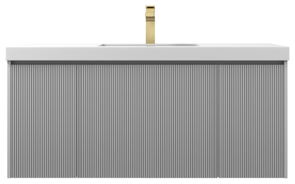 Floating Bathroom Vanity with Sink, Wall Mounted Vanity, Grey, 48" W/ Single Sink